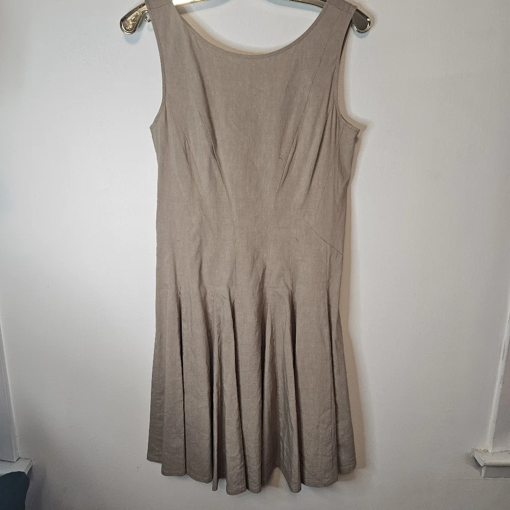 NWT Theory Kaien W Beige Linen Blend Fit & Flare Mini Dress Size 6 - Picture 2 of 14